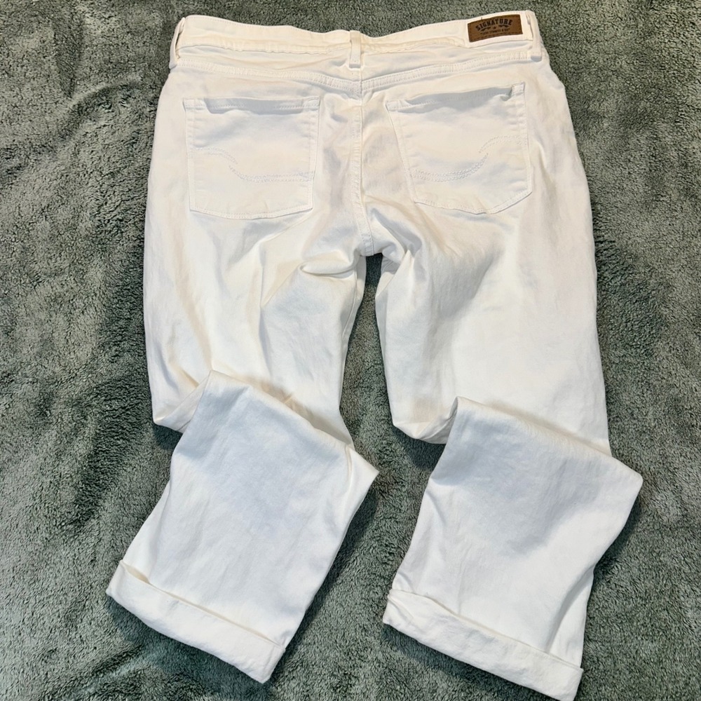 Signature by Levi Strauss & Co Womens Modern Capri White Denim Jeans Size 12 W31 - Picture 9 of 11